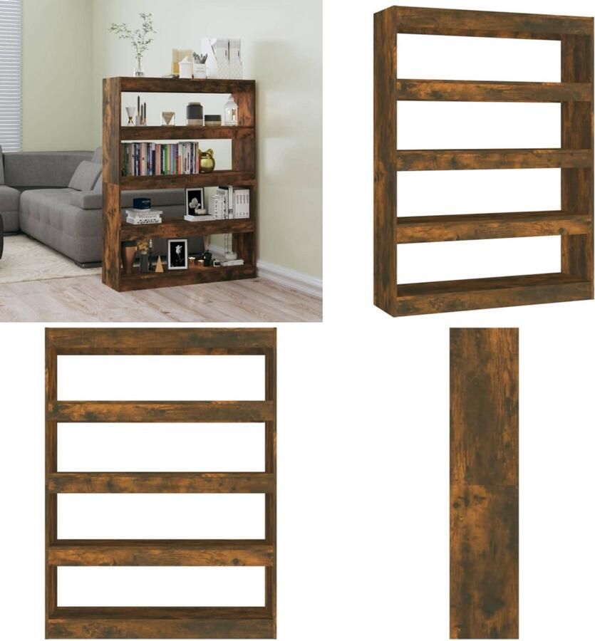 VidaXL Boekenkast kamerscherm 100x30x135 cm gerookt eikenkleur Boekenkast Boekenkasten Kast Opbergkast