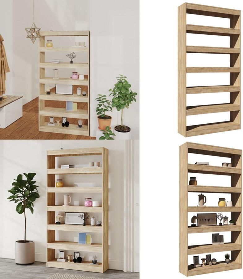 VidaXL Boekenkast kamerscherm 100x30x198 cm bewerkt hout sonoma eiken Boekenkast Boekenkasten Opbergkast Kast