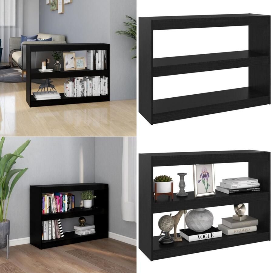 VidaXL Boekenkast kamerscherm 100x30x71 5 cm grenenhout zwart Boekenkast Boekenkasten Boekenschap Boekenschappen