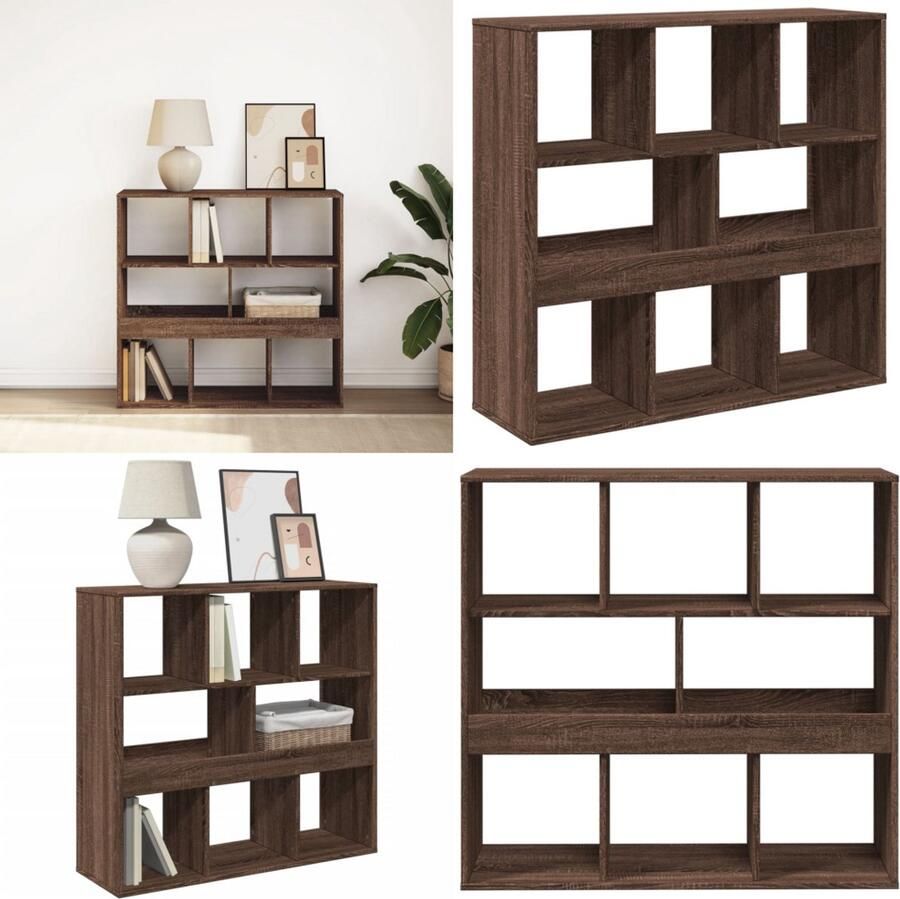 VidaXL Boekenkast kamerscherm 100x33x94 5 cm bruin eikenkleur Boekenkast Boekenkasten Boeken Plank Schappenkast