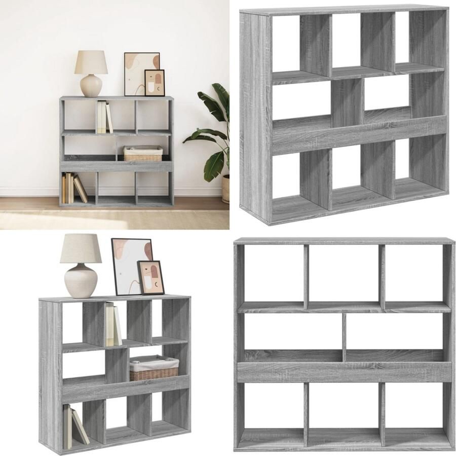 VidaXL Boekenkast kamerscherm 100x33x94 5 cm grijs sonoma eiken Boekenkast Boekenkasten Boeken Plank Schappenkast