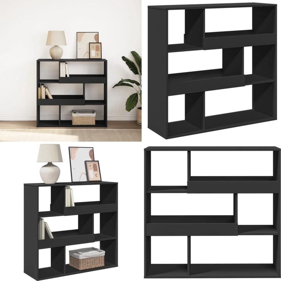 VidaXL Boekenkast kamerscherm 100x33x94 5 cm zwart Boekenkast Boekenkasten Boeken Plank Schappenkast