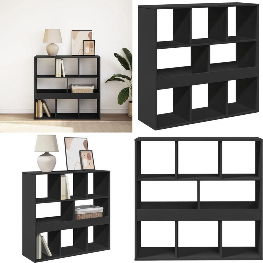 VidaXL Boekenkast kamerscherm 100x33x94 5 cm zwart Boekenkast Boekenkasten Boeken Plank Schappenkast