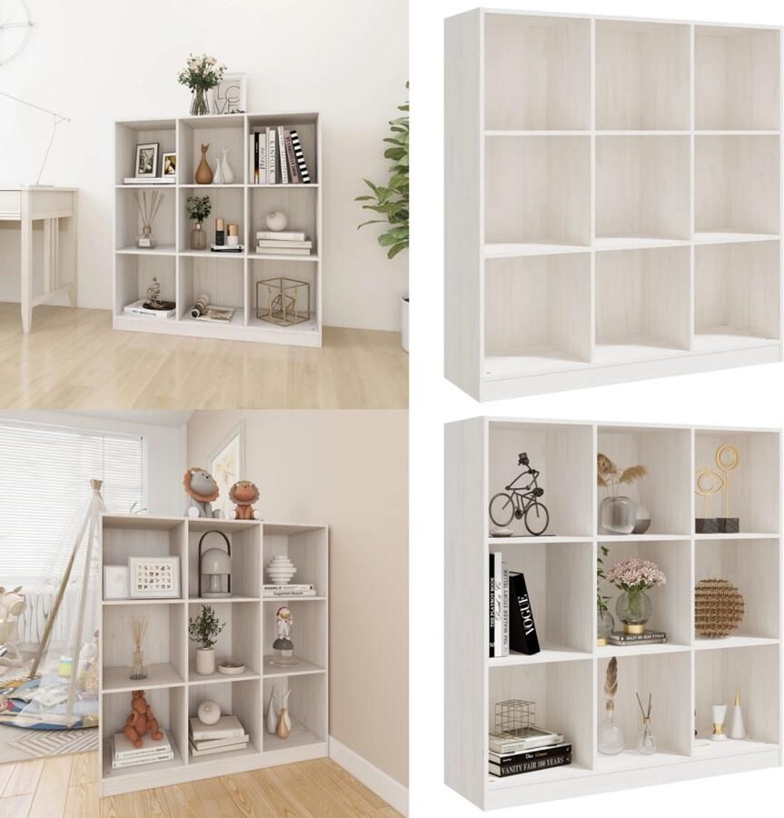 VidaXL Boekenkast kamerscherm 104x33 5x110 cm massief grenenhout wit Boekenkast Boekenkasten Houten Boekenkast Boekenschap