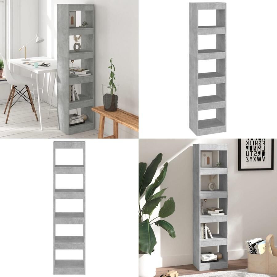 VidaXL Boekenkast kamerscherm 40x30x166 cm betongrijs Boekenkast Boekenkasten Kast Opbergkast