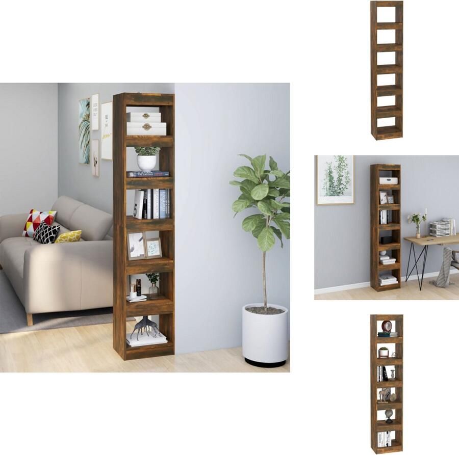 VidaXL Boekenkast Kamerscherm 40x30x198 cm Gerookt Eiken Boekenkast Kamerdivider Houten Boekenkast Bruine Boekenkast Vintage Boekenkast