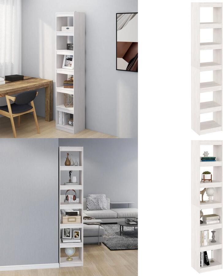 VidaXL Boekenkast kamerscherm 40x30x199 cm massief grenenhout wit Boekenkast Boekenkasten Houten Boekenkast Kamerscherm