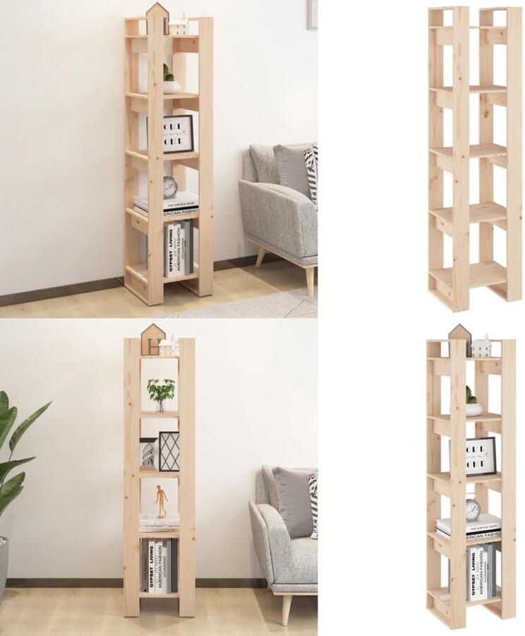 VidaXL Boekenkast kamerscherm 41x35x160 cm massief grenenhout Boekenkast Boekenkasten Opbergkast Boekenrek