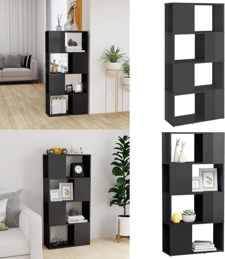 VidaXL Boekenkast kamerscherm 60x24x124 5 cm hoogglans grijs Boekenkast Boekenkasten Boekenschap Boekenschappen