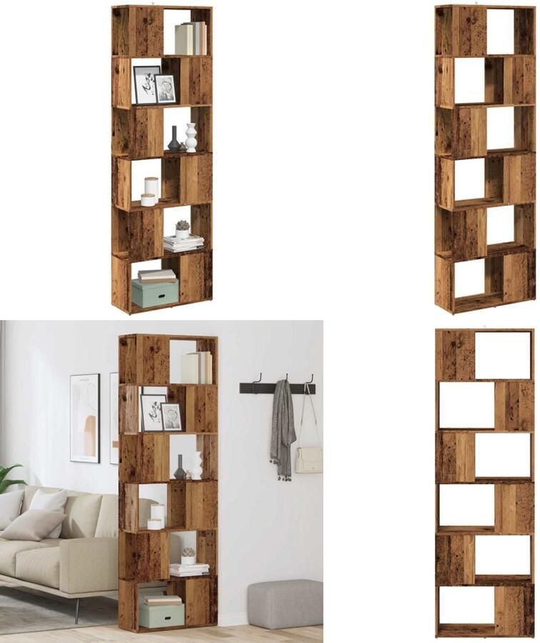 VidaXL Boekenkast kamerscherm 60x24x186 cm oud houtkleurig Boekenkast Boekenkasten Boekenschap Boekenstandaard