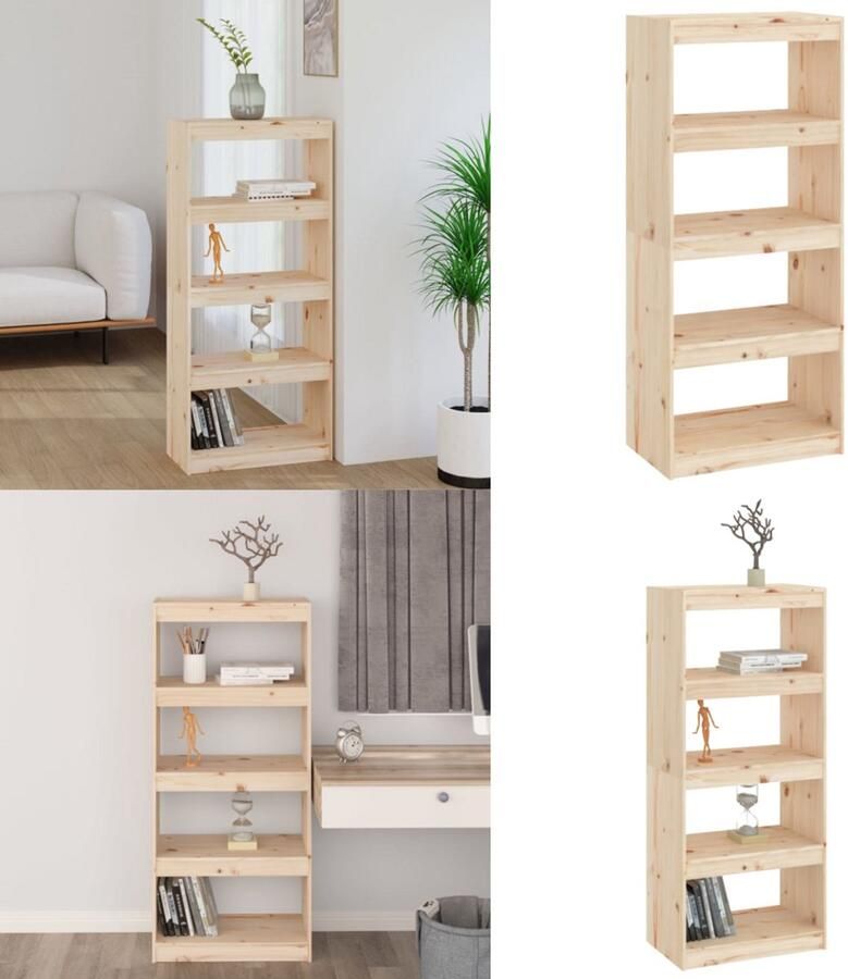 VidaXL Boekenkast kamerscherm 60x30x135 5 cm massief grenenhout Boekenkast Boekenkasten Opbergkast Kast