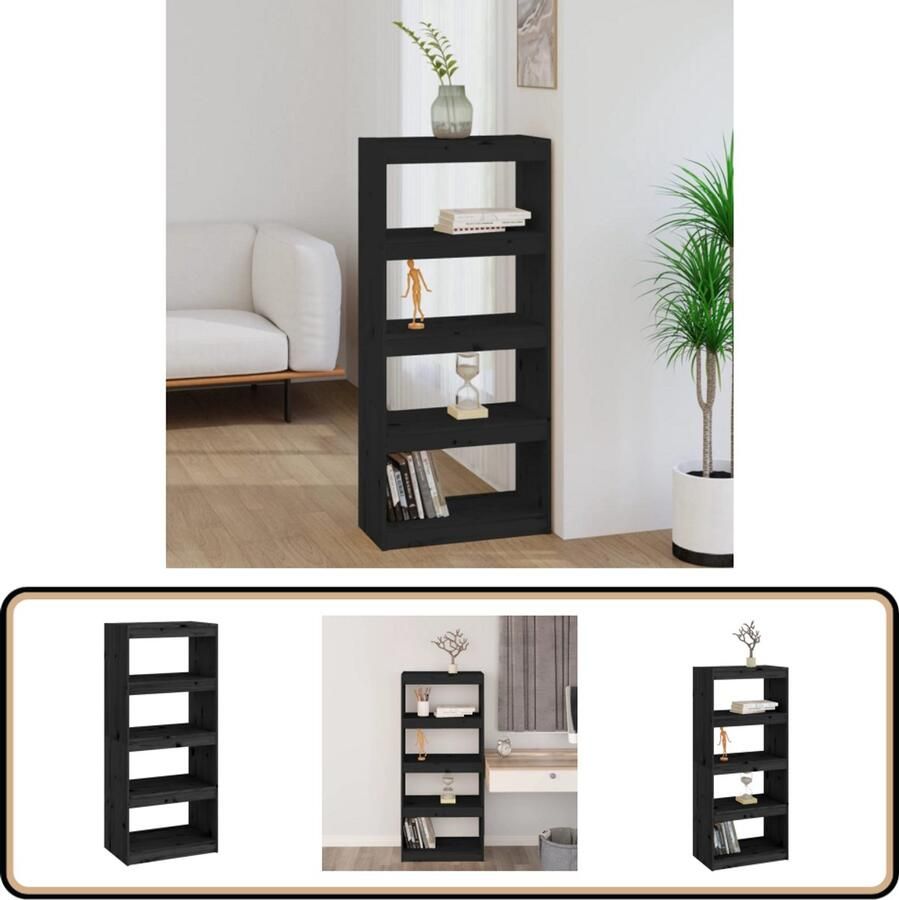 VidaXL Boekenkast Kamerscherm 60x30x135 5 cm Zwart Boekenkast Bibliotheek Opbergkast Kamersscherm Houtmeubilair