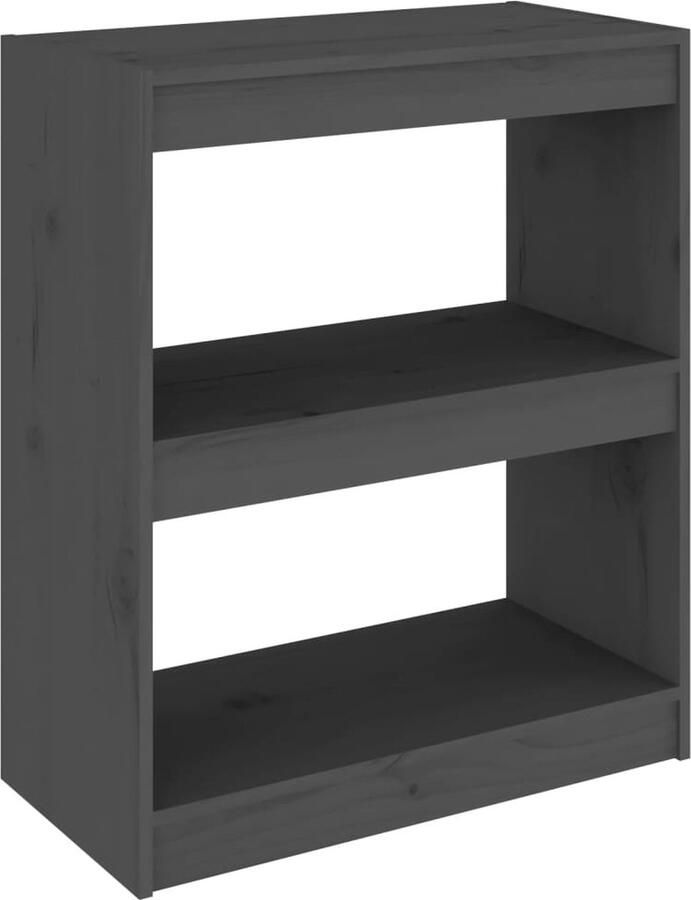VidaXL Boekenkast Kamerscherm 60x30x71.5 cm Grijs Boekenkast Bibliotheek Kamermeubilair Grenenhout Meubilair Grijze Boekenkast Opslagmogelijkheden Decoratief Item