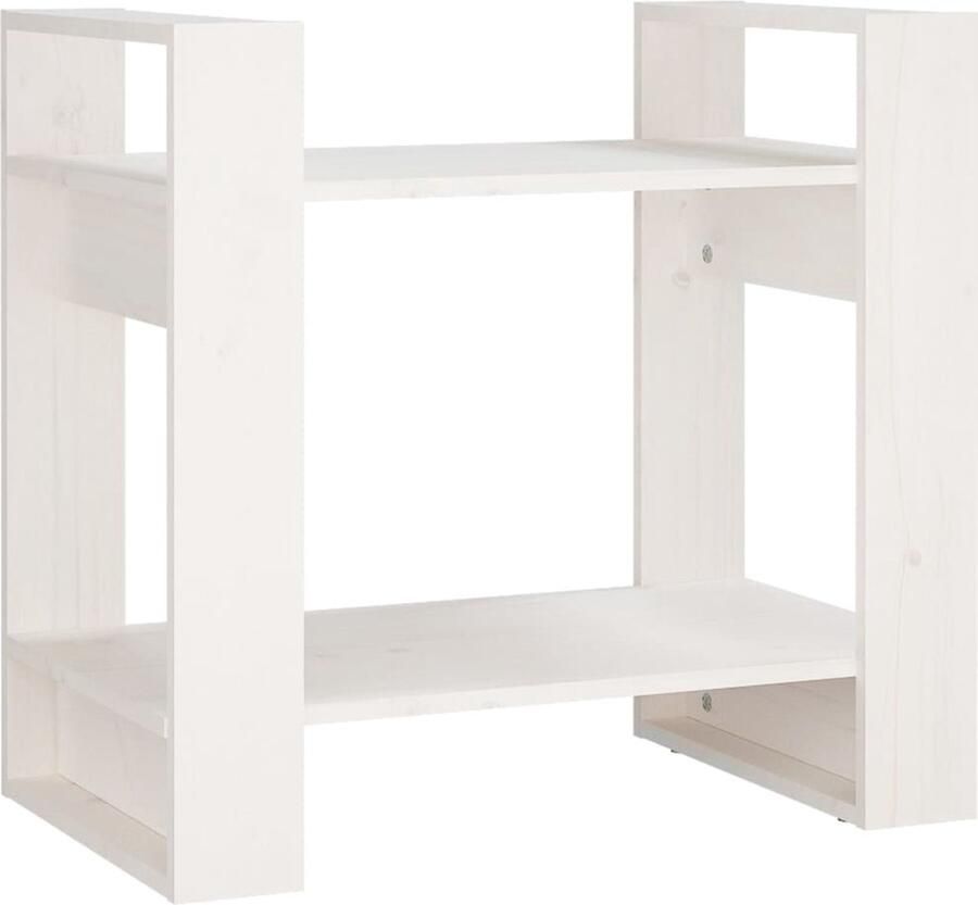 VidaXL Boekenkast Kamerscherm 60x35x57 cm Wit Boekenkast Houten Boekenkast Grenenhout Boekenkast Witte Boekenkast Boekenplank Opslagruimte Kamer Scheidingswand Living Room Furniture Woonkamer Accessoires