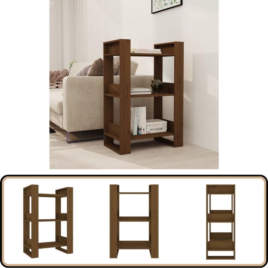 VidaXL Boekenkast Kamerscherm 60x35x91 cm Hout Boekenkast Hout Bruine Boekenkast Houten Kast Vintage Boekenkast Kamer Scheidingswand Salontafel