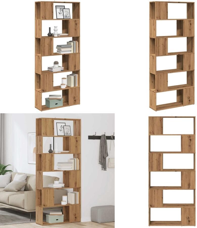 VidaXL Boekenkast kamerscherm 80x24x186 cm artisanaal eikenkleur Boekenkast Boekenkasten Boekenschap Boekenstandaard