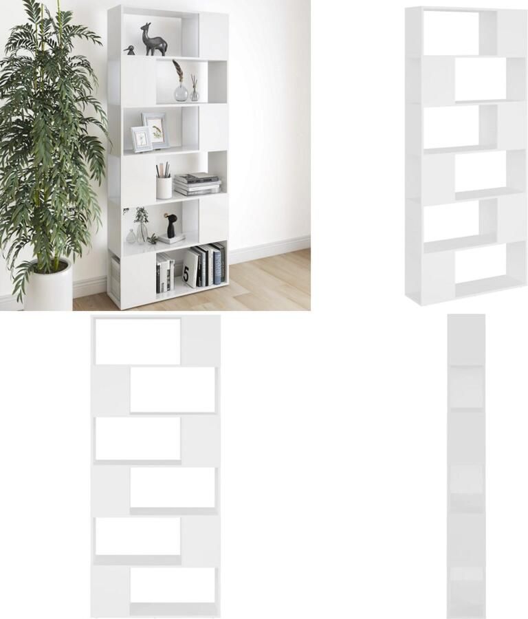 VidaXL Boekenkast kamerscherm 80x24x186 cm bewerkt hout wit Boekenkast Kamerscherm Boekenkasten Kamerschermen Room Divider Room Dividers