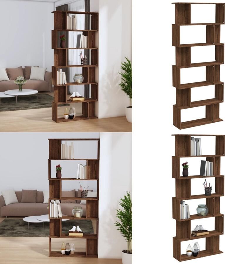 VidaXL Boekenkast kamerscherm 80x24x192 cm bewerkt hout bruineiken Boekenkast Boekenkasten Boekenschap Boekenstandaard