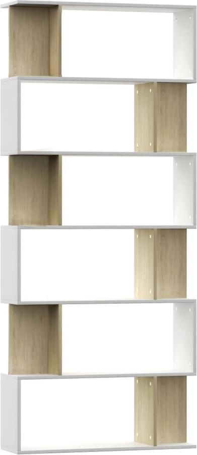 VidaXL Boekenkast kamerscherm 80x24x192 cm bewerkt hout wit en sonoma