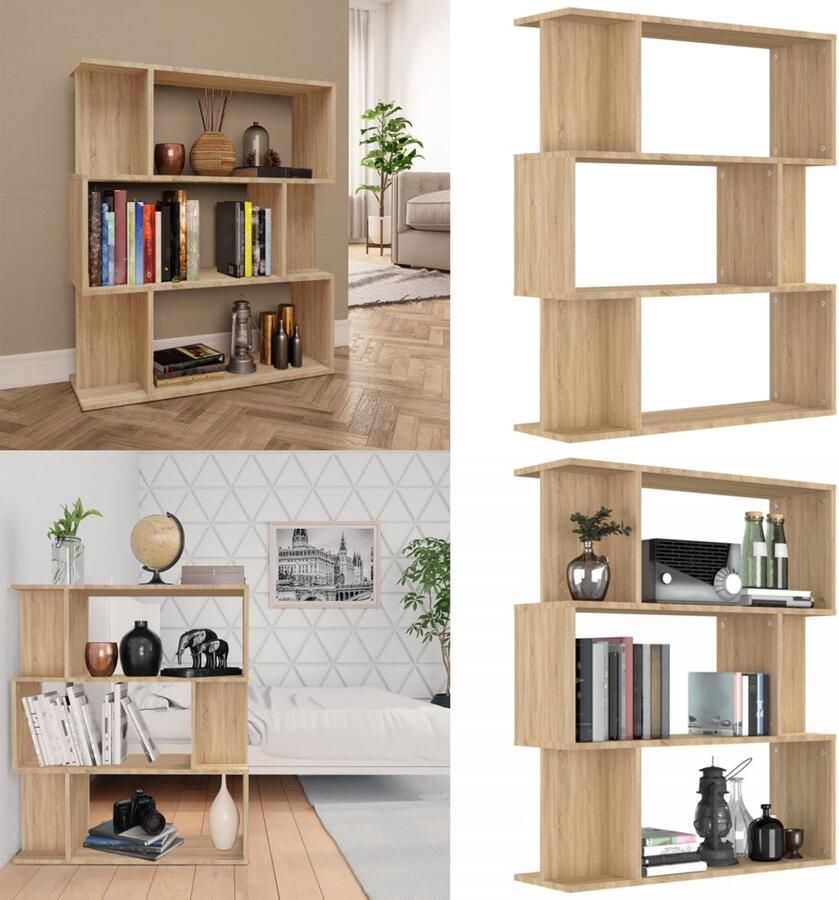 VidaXL Boekenkast kamerscherm 80x24x96 cm bewerkt hout sonoma eiken Boekenkast Boekenkasten Boekenschap Boekenschappen