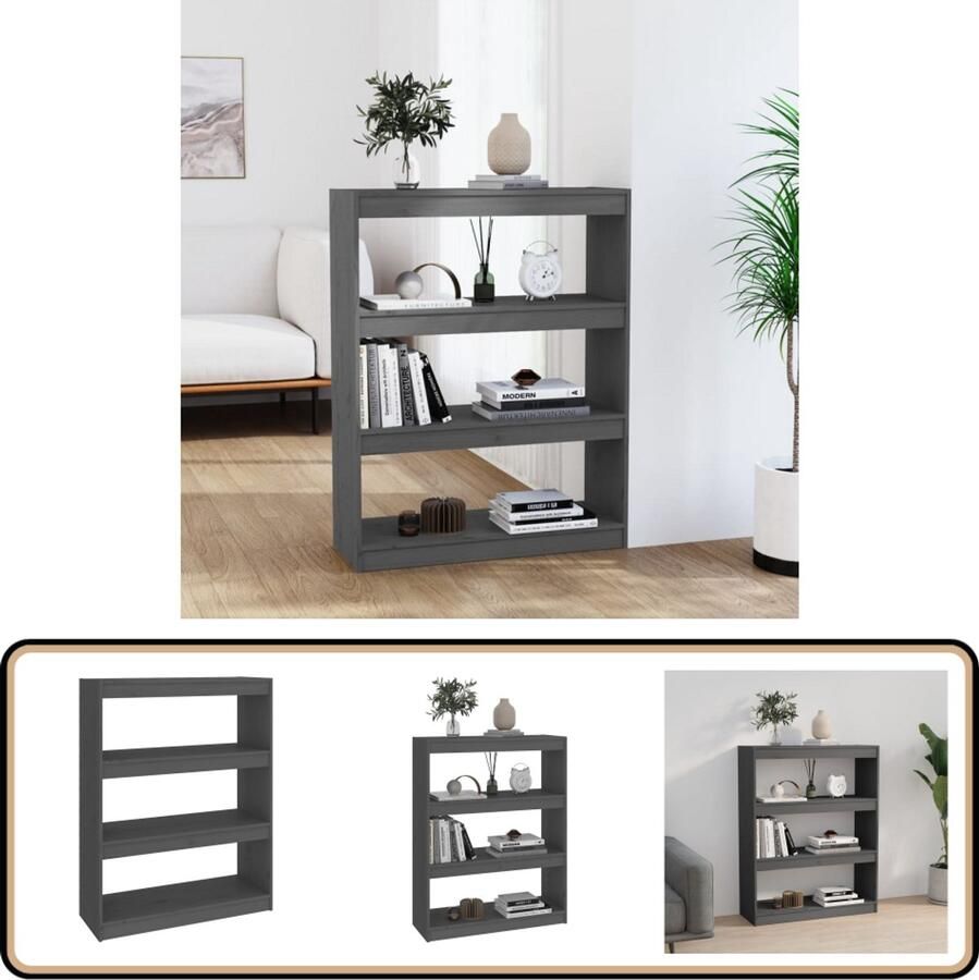 VidaXL Boekenkast Kamerscherm 80x30x103 5 cm Grijs Bibliotheek Boekenkast Grenoble Hout Houten Boekenkast Opbergkast Kamerdivider Scheidingswand