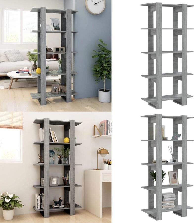 VidaXL Boekenkast kamerscherm 80x30x160 cm bewerkt hout grijs sonoma Boekenkast Boekenkasten Boekenrek Boekenschap