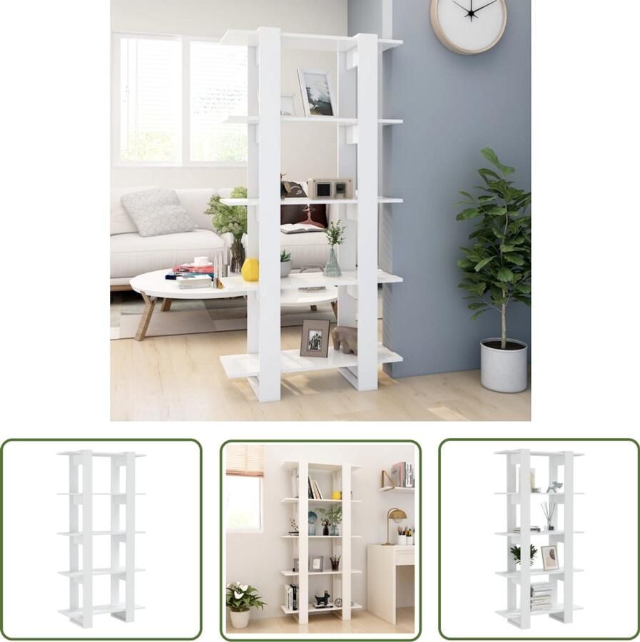 VidaXL Boekenkast Kamerscherm 80x30x160 cm Wit Boekenkast Kast Kamerdivider Houten Boekenkast Witte Boekenkast Bibliotheek Opslagruimte - Foto 2