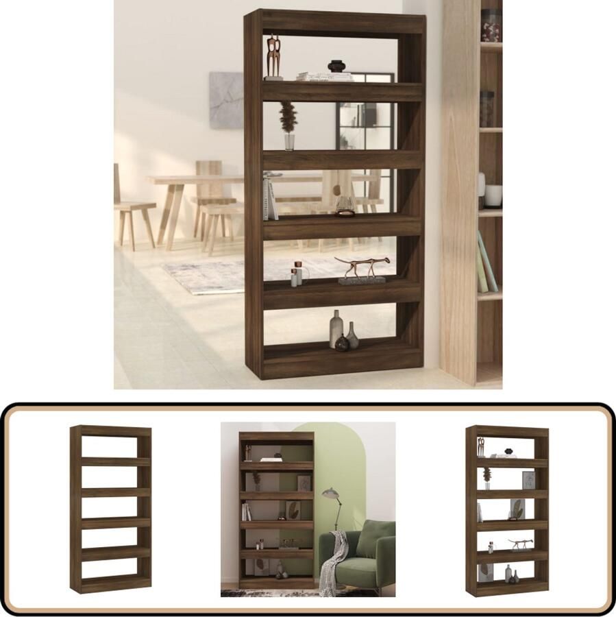 VidaXL Boekenkast Kamerscherm 80x30x166 cm Bruin Eiken Boekenkast Boekenplank Opbergkast Kamerdivider Wandsysteem Houtsoort Bruine Eiken