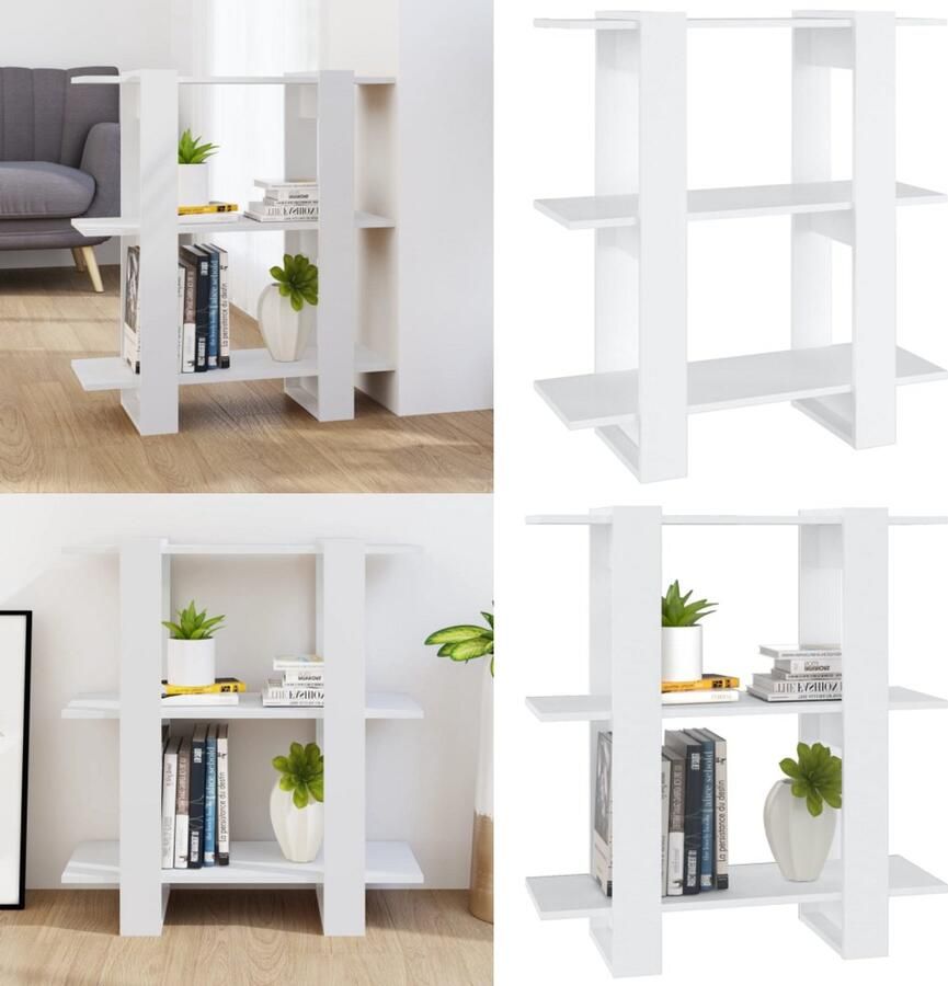 VidaXL Boekenkast kamerscherm 80x30x87 cm wit Boekenkast Boekenkasten Meubel Kast