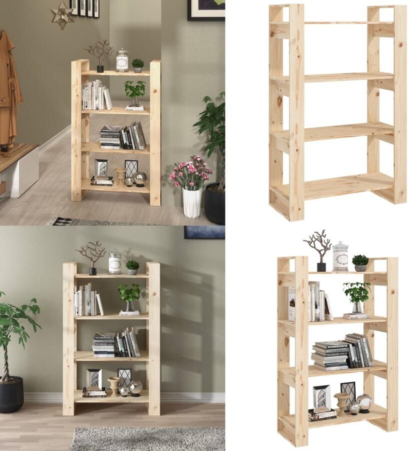 VidaXL Boekenkast kamerscherm 80x35x125 cm massief grenenhout Boekenkast Boekenkasten Opbergkast Boekenrek