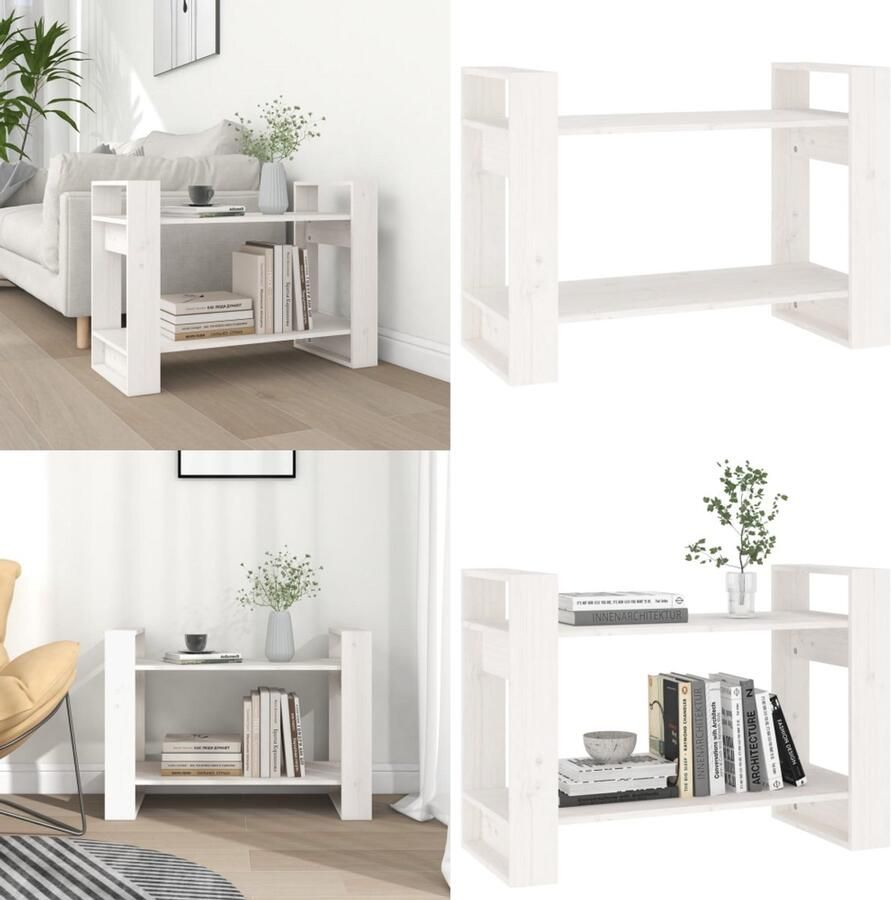 VidaXL Boekenkast kamerscherm 80x35x56 5 cm massief grenenhout wit Boekenkast Boekenkasten Opbergkast Boekenrek