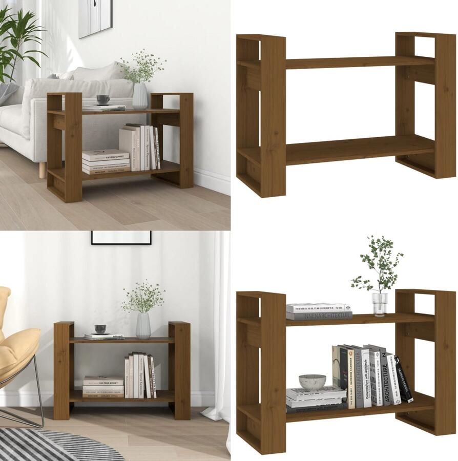 VidaXL Boekenkast kamerscherm 80x35x56 5 cm massief hout honingbruin Boekenkast Boekenkasten Opbergkast Boekenrek