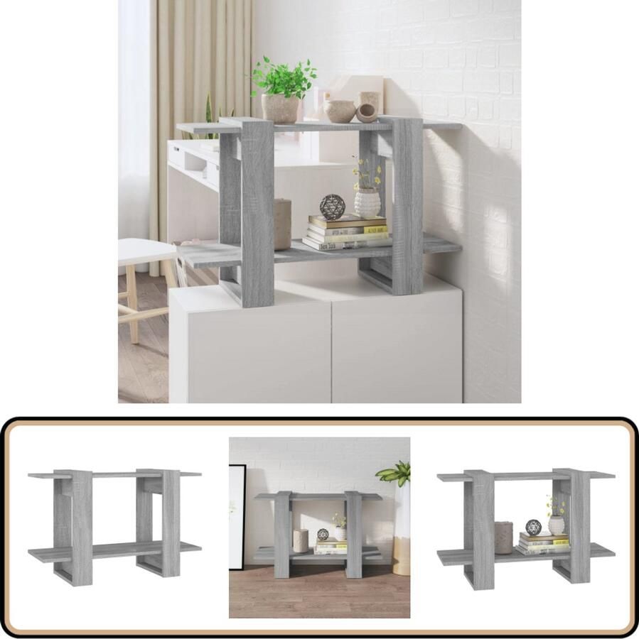 VidaXL Boekenkast kamerscherm Grijs Sonoma Eiken 80x30x51 cm Bibliotheek Boekenkast Grijze Boekenkast Houten Boekenkast Kamerdivider Wandscherm