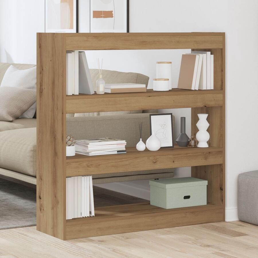 VidaXL Boekenkast Kamerscherm in Ambachtelijk Eiken 100x30x103cm Gemaakt van Gefabriceerd Hout - Foto 3