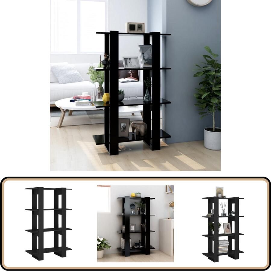 VidaXL Boekenkast Kamerscherm Zwart 80x30x123 5 cm Boekenkast Zwarte Boekenkast Houten Boekenkast Veelzijdige Boekenkast Kamerdivider