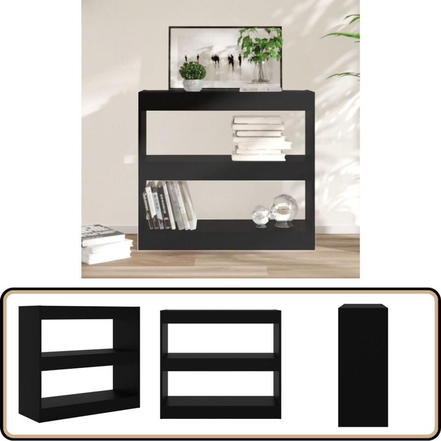 VidaXL Boekenkast kamerscherm Zwart 80x30x72 cm Boekenkast Kast Opbergkast Kamer Scheidingswand Zwarte Boekenkast Houten Boekenkast