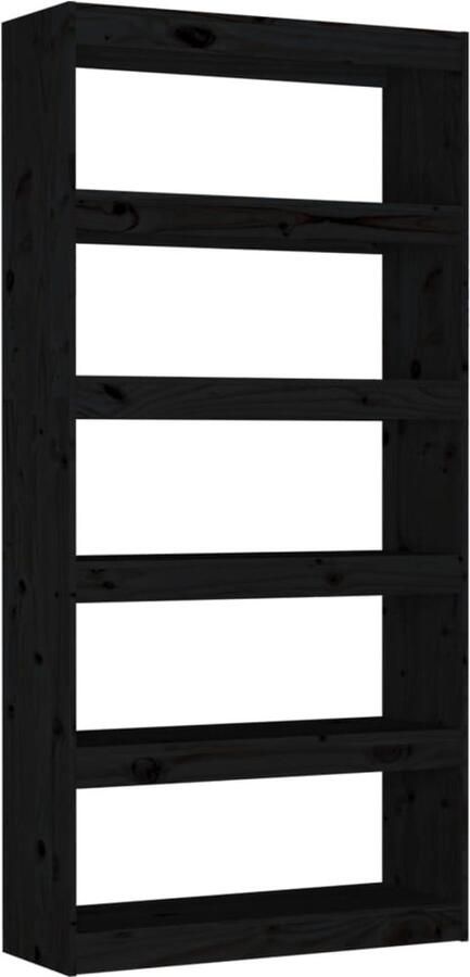 The Living Store Boekenkast kamerscherm 80x30x167 4 cm massief grenenhout zwart Boekenkast Houten Boekenkast Grenenhouten Boekenkast Zwarte Boekenkast Boekenplank - Foto 2