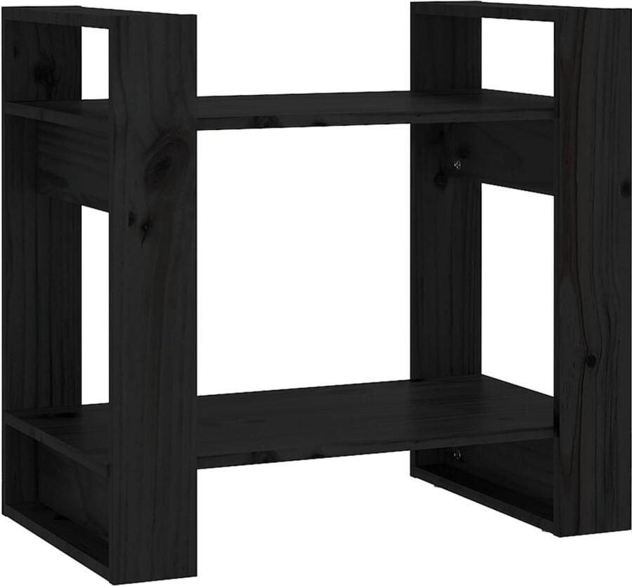 VidaXL Boekenkast Kamerscherm Zwart Grenenhout Boekenkast Hout Zwarte Boekenkast Grenenhouten Boekenkast Boekenplank Opslagruimte Kamer Scheidingswand Vintage Stijl