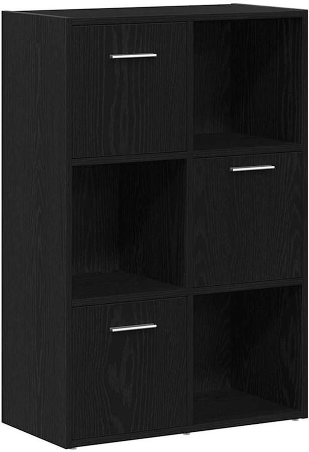 VidaXL Boekenkast kamerverdeler zwart eiken 60 5x30x90cm bewerkt hout