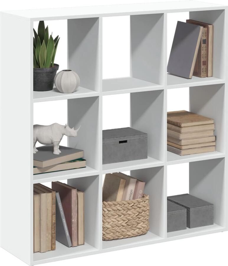 VidaXL Boekenkast scheidingswand wit 9 vakken 102x29x103 5cm Boekenkast Boekenkasten Boeken Plank Schappenkast