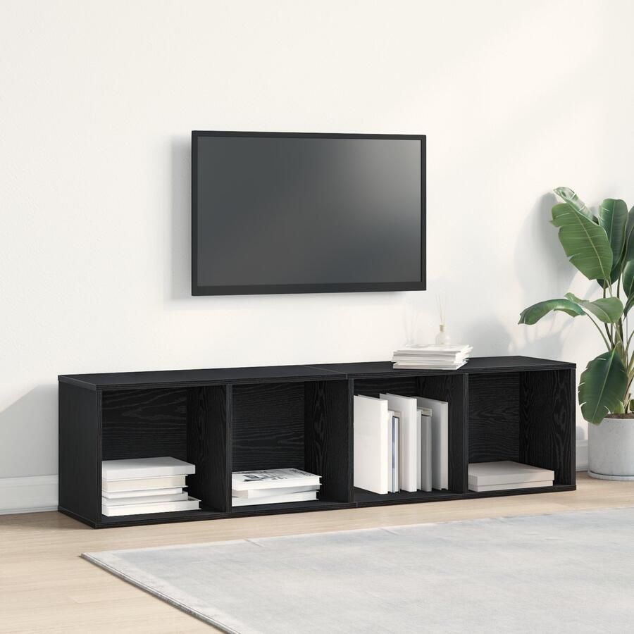 VidaXL Boekenkast met plank Zwart eiken 143 x 30 x 36 cm Bewerkt hout