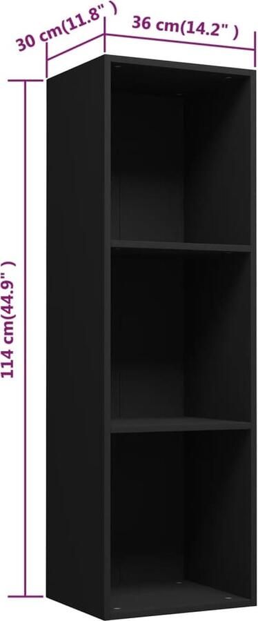 VidaXL Boekenkast tv-meubel 36x30x114 cm bewerkt hout zwart