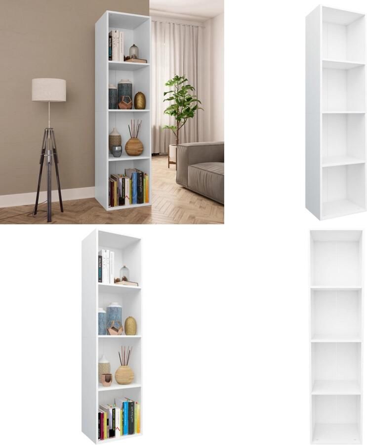 VidaXL Boekenkast tv-meubel 36x30x143 cm bewerkt hout wit Boekenkast Boekenkasten Boekenschap Boekenschappen