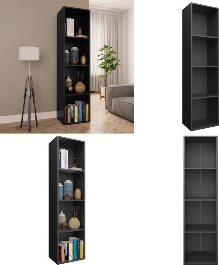 VidaXL Boekenkast tv-meubel 36x30x143 cm bewerkt hout zwart Boekenkast Boekenkasten Boekenschap Boekenschappen