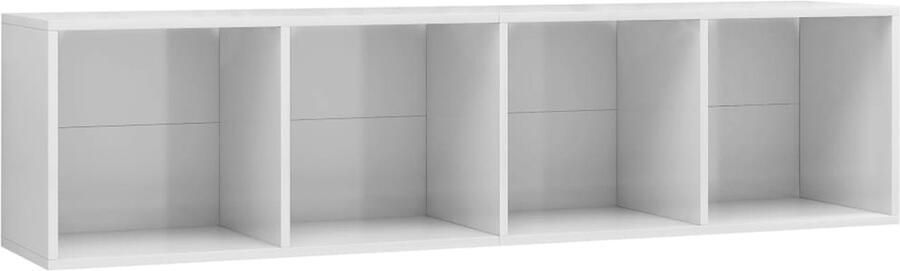 VidaXL Boekenkast Tv-meubel Hoogglans Wit 143x30x36 cm Boekenkast Boekenplank Opslagoplossing Meubilair Witte Boekenkast