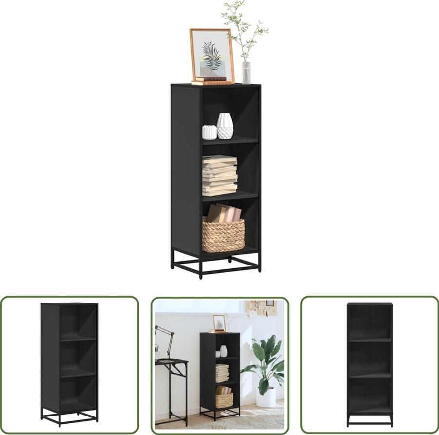 The Living Store Boekenkast 40x35x107 5 cm bewerkt hout zwart Boekenkast Boekenplank Opslagoplossing Woonaccessoires Industrieel Design