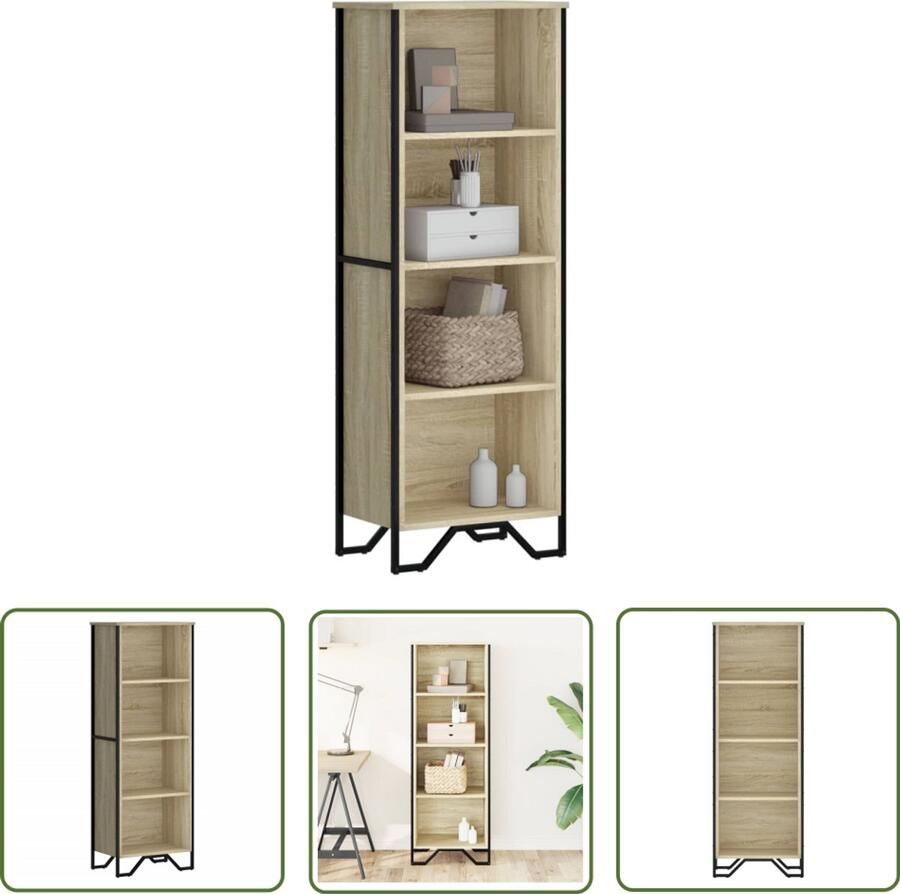 The Living Store Boekenkast 50x31x137 5 cm bewerkt hout sonoma eikenkleurig Boekenkast Boekenplank Opslagruimte Salontafel Houten Meubel