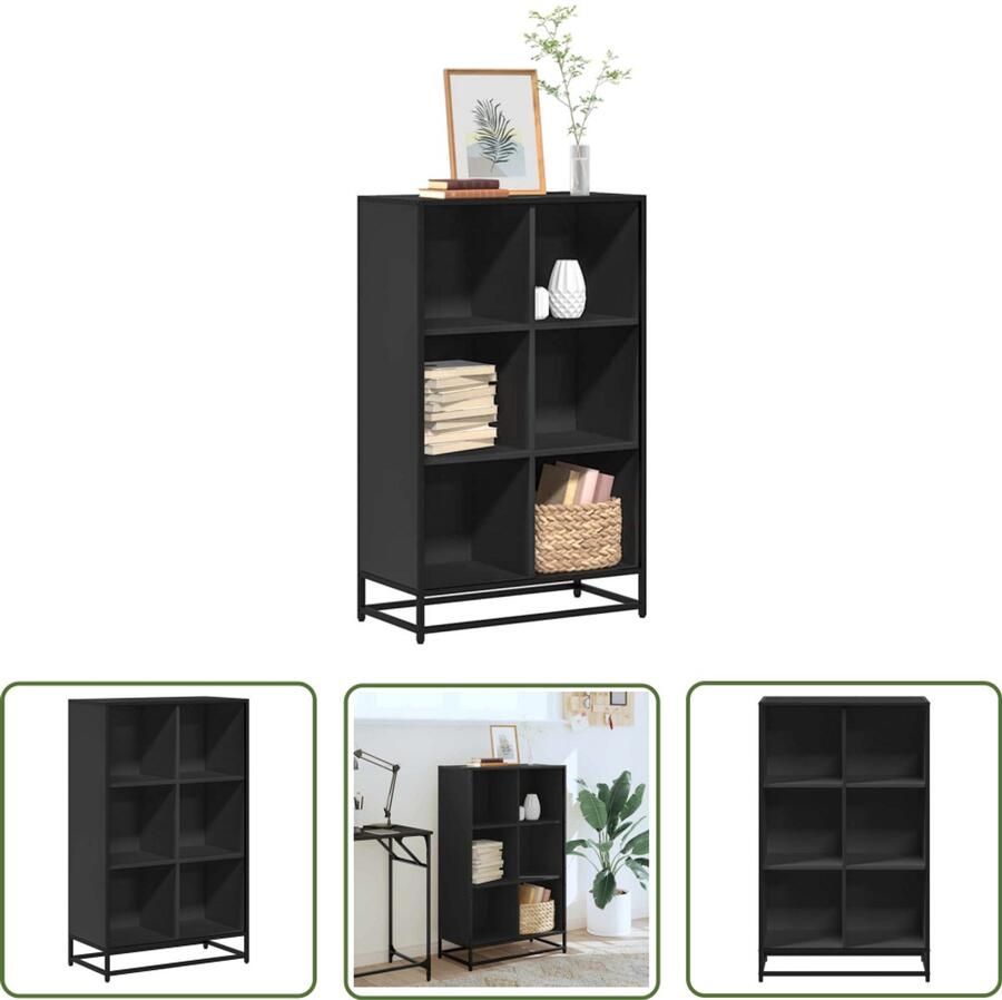 The Living Store Boekenkast 65 5x33x107 5 cm bewerkt hout zwart Boekenkast Boekenplank Opslagruimte Houten Kast Zwarte Kast