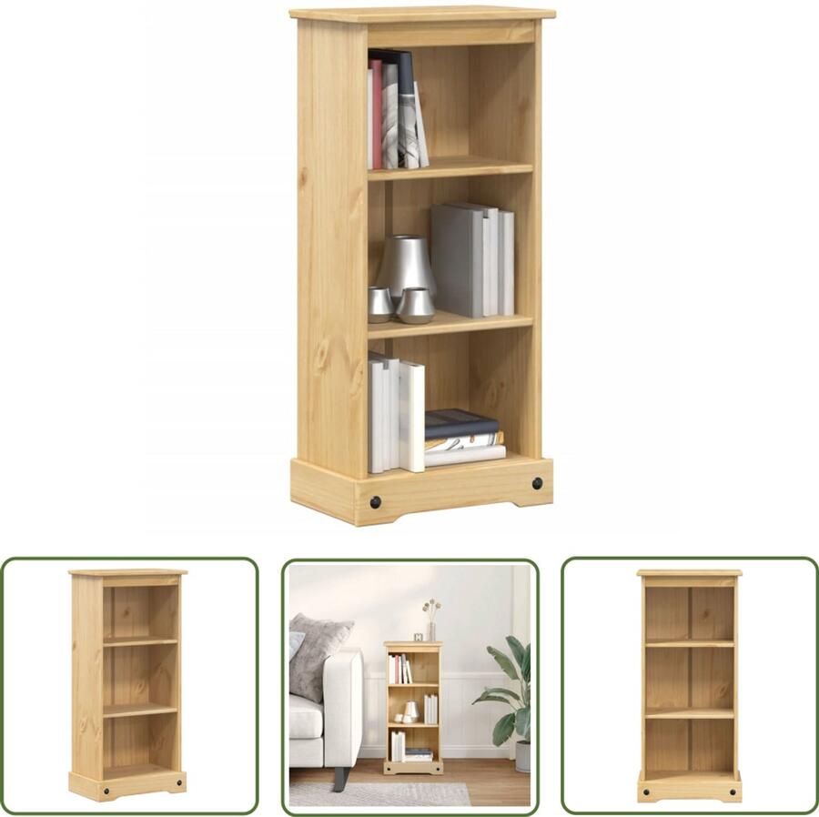 VidaXL Boekenplank Boekenkast Corona 46x29x100 cm massief grenenhout Grenenhouten Boekenkast Vintage Boekenkast Landelijke Boekenkast