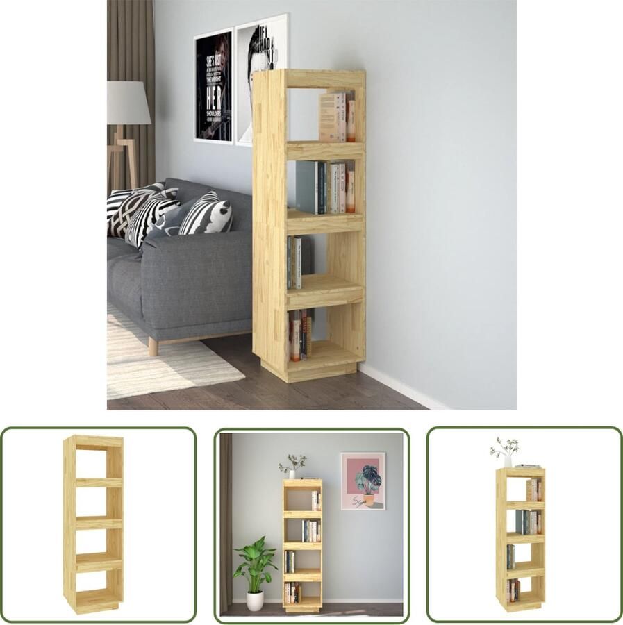 The Living Store Boekenkast Grenenhout 40x35x135cm Decoratief en praktisch meubel Montage vereist Boekenkast Boekenplank Hout Grenenhout Bruine Kleur - Foto 2